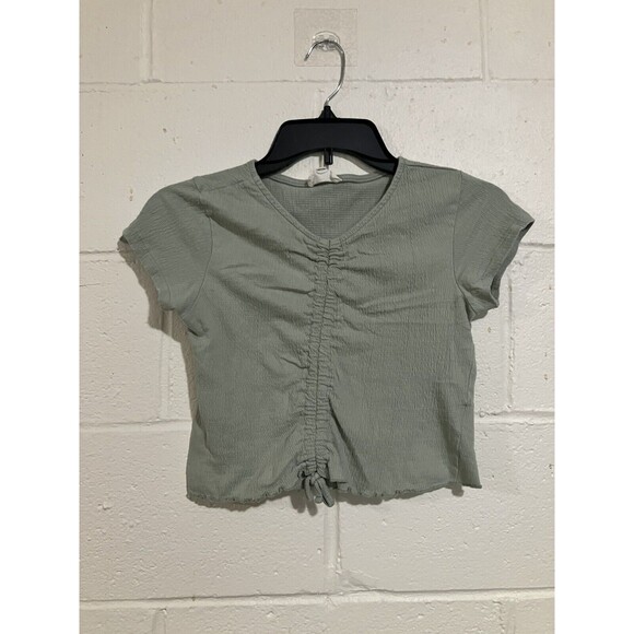 Jessica Simpson Shirt Girls Green Short Sleeve V Neck Pullover Top - Picture 7 of 13